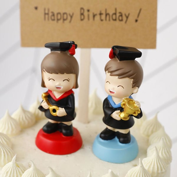 Examen Figur Cake Dekoration Delikat Cartoon Cake Ornament Chic Resin Craft Röd 3.5X3.5CM Red 3.5X3.5CM