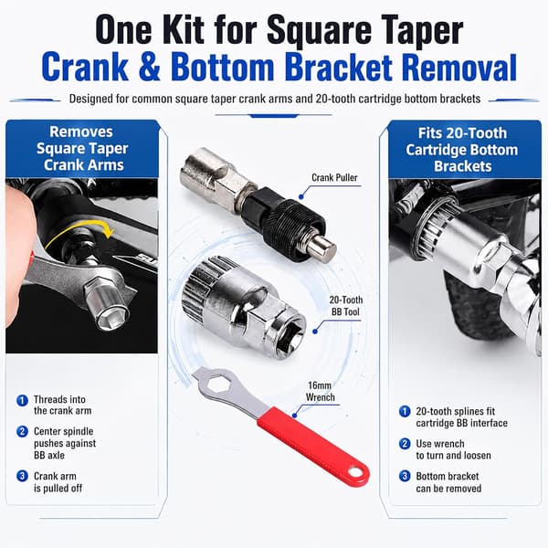 Crank Puller, Bike Crank Puller, Bottom Bracket Removal Tool for Easy Mountain Bike Maintenance and Repair