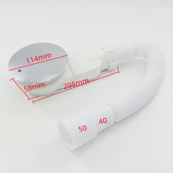 90 mm extra platt duschkar, duschränna, avlopp med luktkontrollsystem, hårfilter, flexibel slang, kromskydd