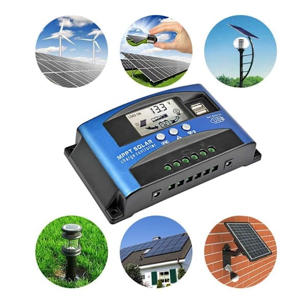 MPPT solcellekontroller 100A 12V/24V solcellelading og -utlading LED-gatelys intelligent kontroller