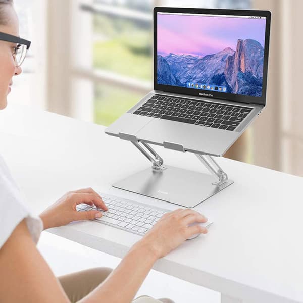 Bærbar computerstativ, ergonomisk bærbar computerstativ, aluminium bærbar computerstativ kompatibelt med 10-15,6 tommer Air, Pro, Dell, HP, Lenovo (sølv)