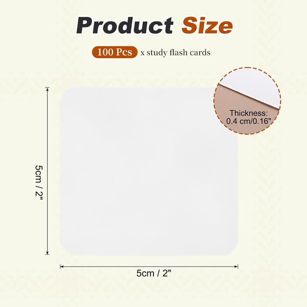 100 ark blanke indekskort 2\"x2\" tykk kartong hvit Black M3 x 40mm
