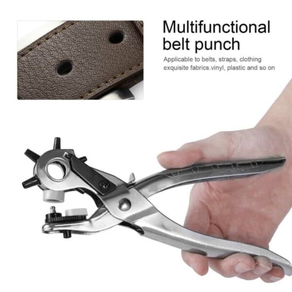 Hole Punch with 6 Sizes - Rotary Hole Punch for Leather and Belts, Includes 100 Silver Eyelets