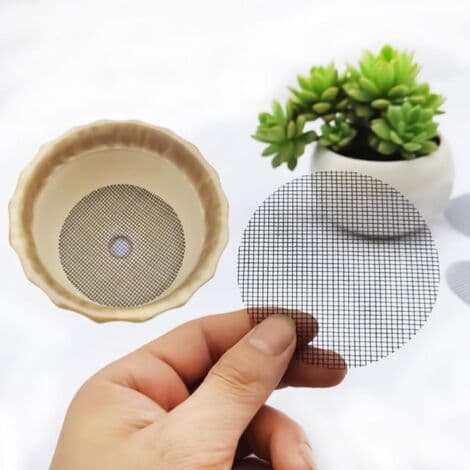 Pot Drain Sieve - 100-pack Mesh, Flexible Root Protection, Garden Pot Insert, 7.5 cm Drain Mesh, for Balconies, Verandas, Apartments