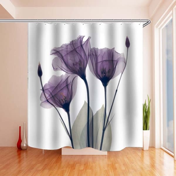 Vattentätt duschdraperi blomma 180 x 180 cm vattentätt polyestertyg duschdraperi med 12 krokar för heminredning