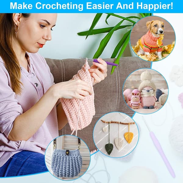Crochet Hook Set 12 Sizes 51 Piece Yarn Crochet Set for Beginners Crochet Hooks with Ergonomic Handles for Arthritic Hands Crochet Hook Set