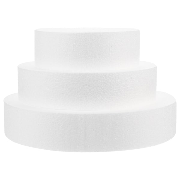3 stk Bryllupssæt Polystyren kageformer Polystyren kagedummy Fake kage skum modellering skum figurer dummy skum rund kageHvid25X25X5CM White 25X25X5CM