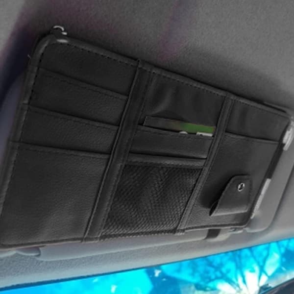 Læder Bil Solskærm Organizer Auto Interiør Tilbehør Lomme Lastbil Opbevaringspose Holder med Multi-Lomme -