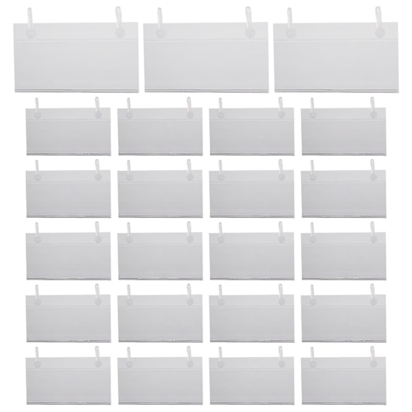 80 st plast etiketthållare prislapp biljetthängare klämmor med knappdesign lås stängning Fo (transparent)