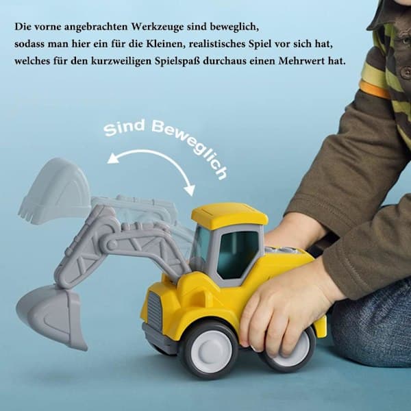 Legetøjsgravere til 1-årige drenge, 4 stk. Pull Back-biler til småbørn 12-18 måneder, Push and Go-konstruktionslastbiler Julegavelegetøj