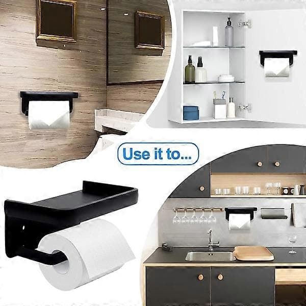 WC-paperiteline hyllyllä, musta WC-paperiteline
