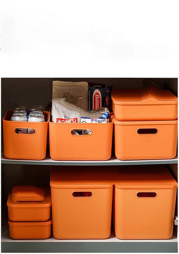 Covered Container with Drawers Storage Management Box, Desk Playroom Classroom Office, 8 L Covered Orange