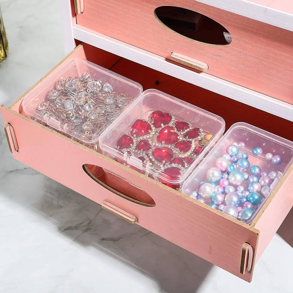 6 stk gennemsigtig plastopbevaringsboks, der er kompatibel med indsamling af småting, perler