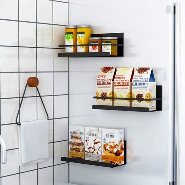 Magnetisk Hylde - PZCC - 2 Dele - Sort - Stål - Køkkenorganisator