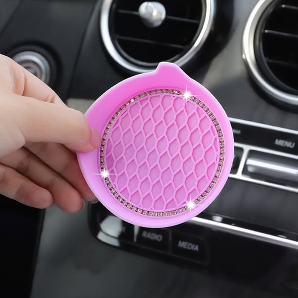 Bilunderlegg lys luksus diamant bilvask oppbevaring isolasjon sklisikker matte bilinteriør (2 stk rosa)
