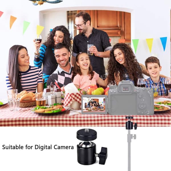 2-pakning 1/4\" mini svingbart kulehode stativfeste – 360° baseadapter for DSLR, kamera, lampe