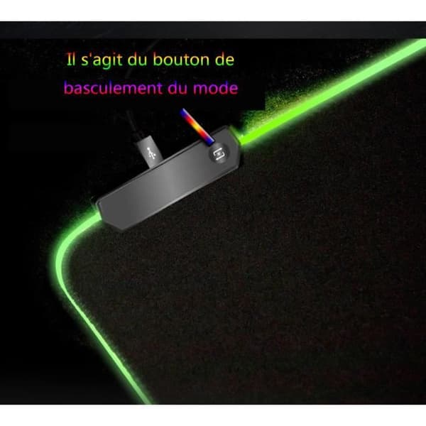 XXL RGB Gamingmusematte med 12 lysmoduser, 800 x 300 x 4 mm, ekstra stor spillmatte