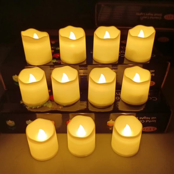 LED-ljus Flamfria, rökfri belysning värmeljusdekorationer Ljus, julklappsfester Hem Födelsedagar Bröllop Kyrkor Nig