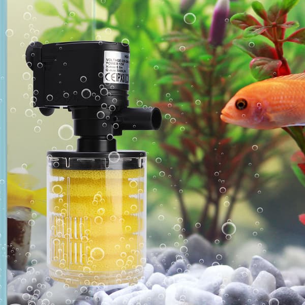 3-i-1 Akvarium Luftpumpe med Filter EU-plugg 220V