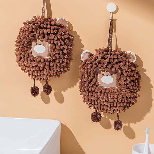 Chenille Cute Dog Towel, Hanging Towel with Loop, Quick Dry, Super Absorbent