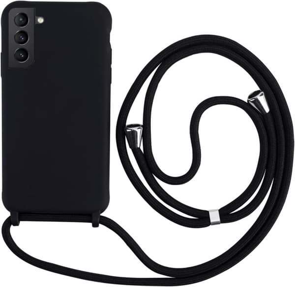 Justerbar silikone halskæde sort telefoncover til Samsung S22 S22