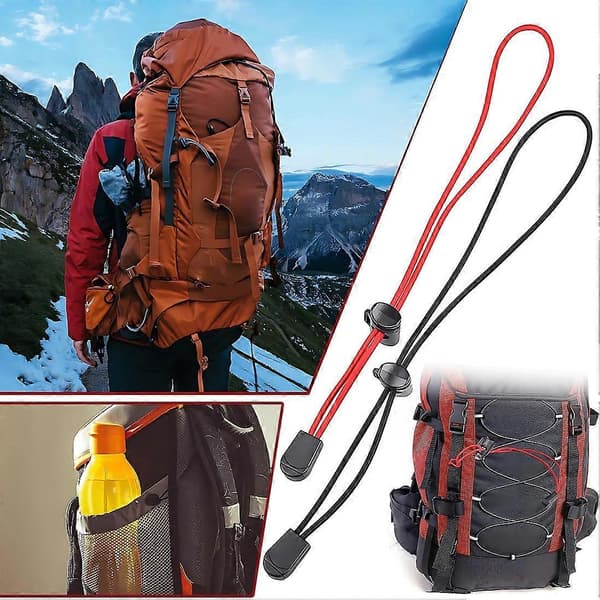 2 stk. Ryggsekkspenne Bungee Snøre Slips Justerbar Kabelfeste Spenne