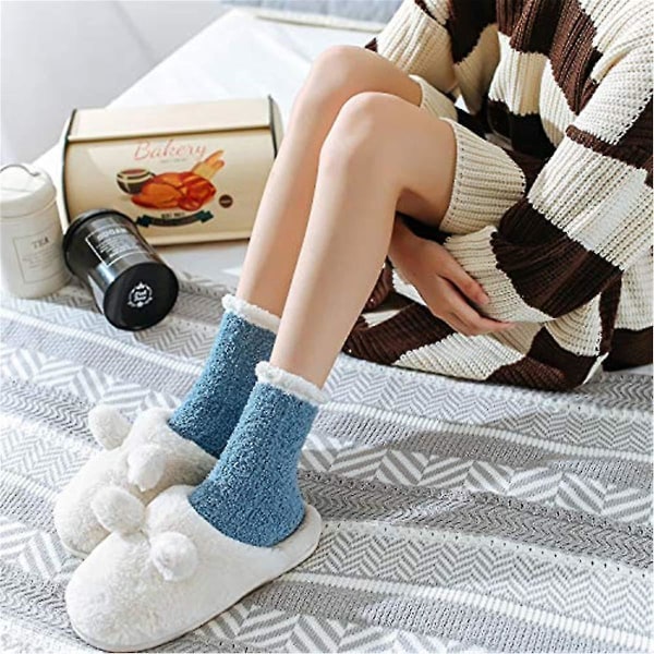 Mjuka Varma Ullsockor för Kvinnor, Mjuka Mikrofiber, Mysiga Sovsäckar, 6 eller 5 Par