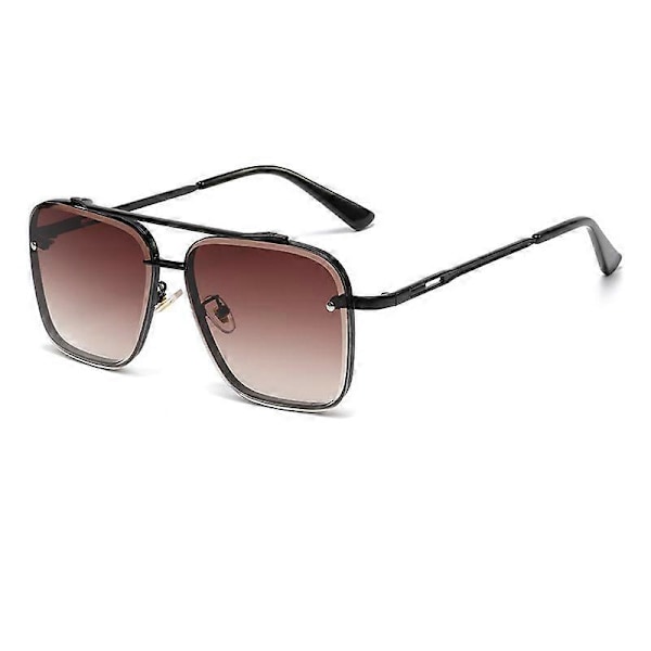 Nye Gradient Solbriller til Mænd Mode Metal Store Rammeløse Solbriller Mærkedesign Luksus Lunette De Soleil Homme UV400 Sort Te Som Billede As Picture Black Tea
