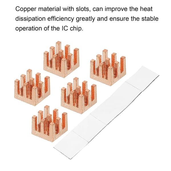 Kobber køleplade 6x6x5mm med selvklæbende til IC-chipsæt køler pakke med 5 size_name M5x20mm
