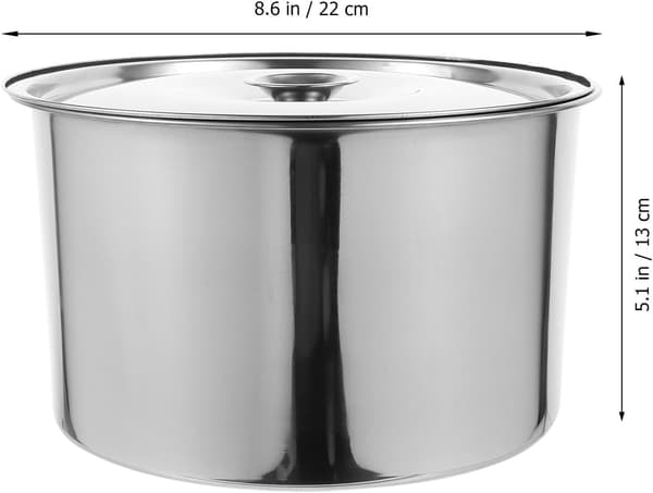 Blandebolle i rustfritt stål med lokk, dyp rustfri stålbolle, matlagings- og bakeverktøy, sølv 22 cm