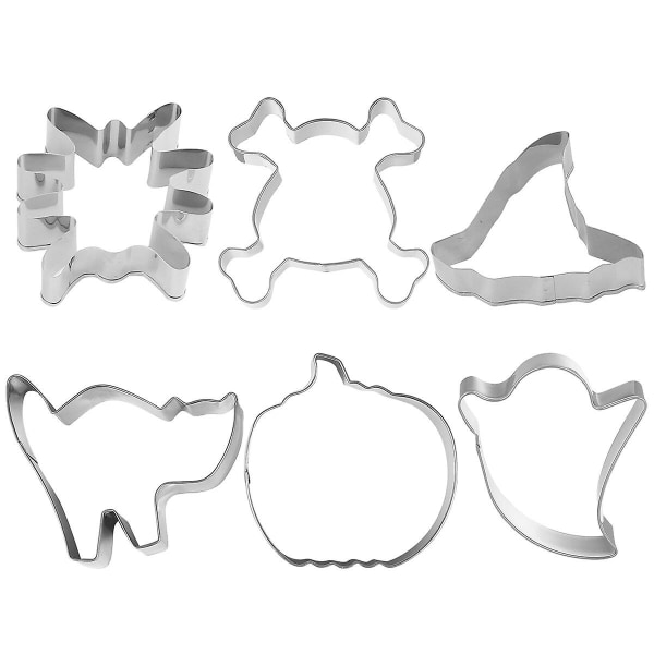 6 st Halloween Pepparkaksformar DIY Kakformar Rostfritt Stål Bakverk Verktyg Stål Färg 7,5X6CM Steel color 7.5X6CM