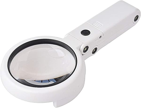 Magnifying Glass Table Lamp, 5X/11X Foldable Magnifying Lamp USB Powered, with 8 LED Lights, for Reading, Hobbies, Jewelry, Crafts or Workbench
