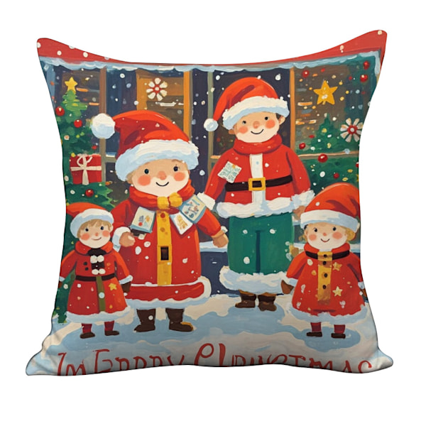 5 st jul-kuddfodral 18\"x18\" Julgran Snögubbe Jultomte Kuddfodral för Hem Soffa Säng