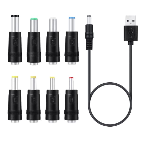 Universal 5V strøm USB til DC 5.5x2.1mm 3.5mm 4.0mm 4.8mm 6.4mm adapter for ladekabel Egnet for vei