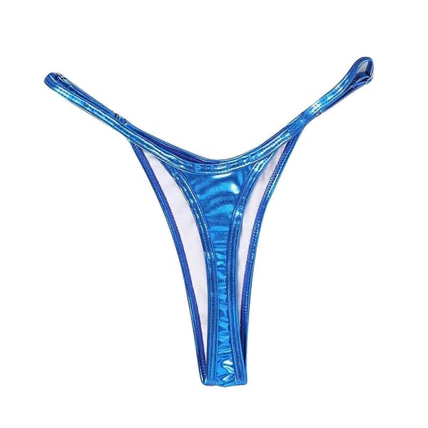 Sexy stringtruser for kvinner med lav midje, T-formede truser, bikiniunderdel, justerbart midjebånd, tynn stringtruse, Blå L