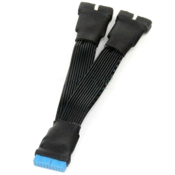 2 stk Hovedkort USB 3.0 19PIN Header 1 til 2 Forlengelsessplitterkabel, 12 cm 19-pin Intern Forlengelse)