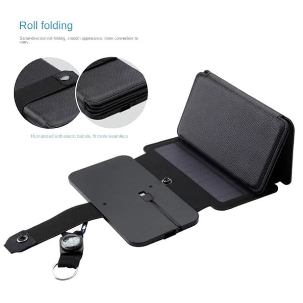 Solcellelader 9W Solcellepanel Sammenleggbar 5V USB-uttak Enheter Bærbare Solcellepaneler for Smarttelefonlading, 5 Paneler