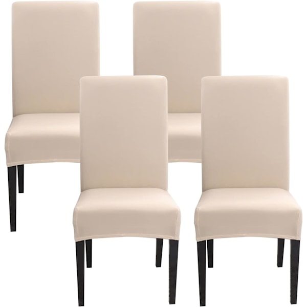 6 stycken stretch stolsöverdrag, tvättbara universella matsalsskydd, lätta att rengöra stolsöverdrag för hotellrestaurang matsal inredning (Beige, set om 4)