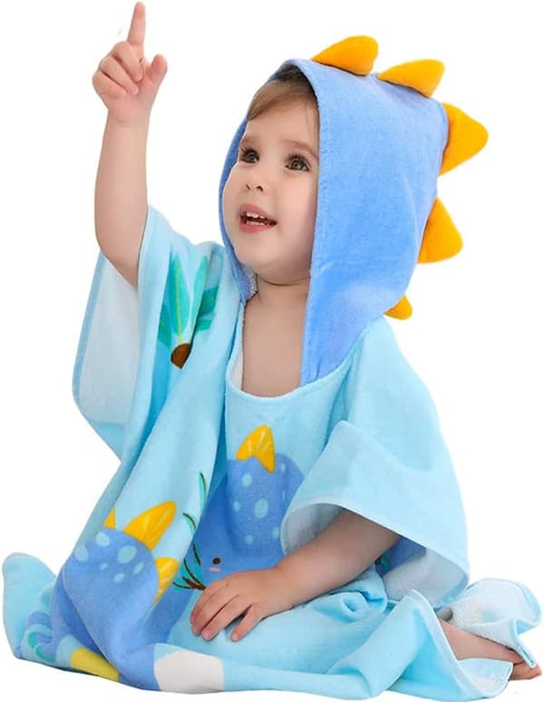 Herbivor dinosaurie barn poncho handduk strandponcho djur bomull
