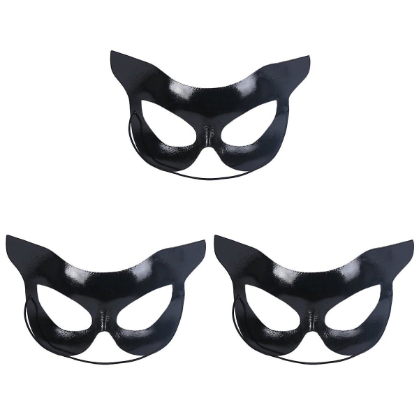 3 st Sexiga Masker Halv Ansikte Festmask Maskerad Halloween Kattform Kostym Svart Maskeradmask Bil 3pcs 16X10cm