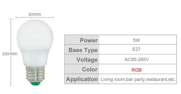 Dimmable 3/5/10/15W RGB LED Globe Bulb, 85-265V Decorative Lamp with Remote Control (1-pack)
