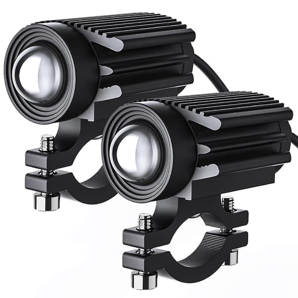 2 stk LED-frontlykter for motorsykkel, 12000 lm, trefarget, mini-frontlykter, tåkelys, 60 W, 6000 K