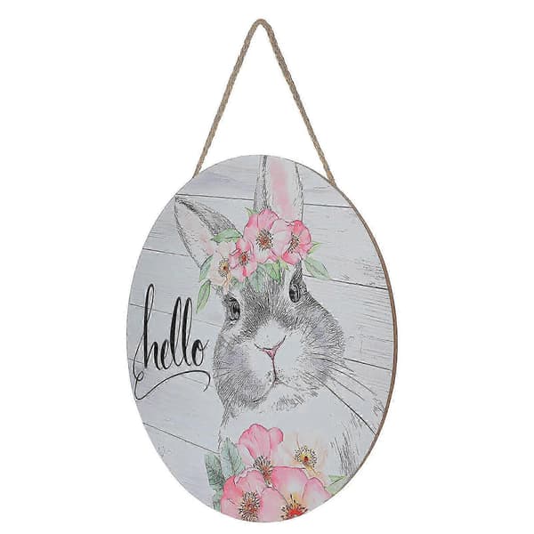 Round Easter Wooden Sign Easter Wooden Hanging Plaque Easter Door Sign Easter Welcome Sign