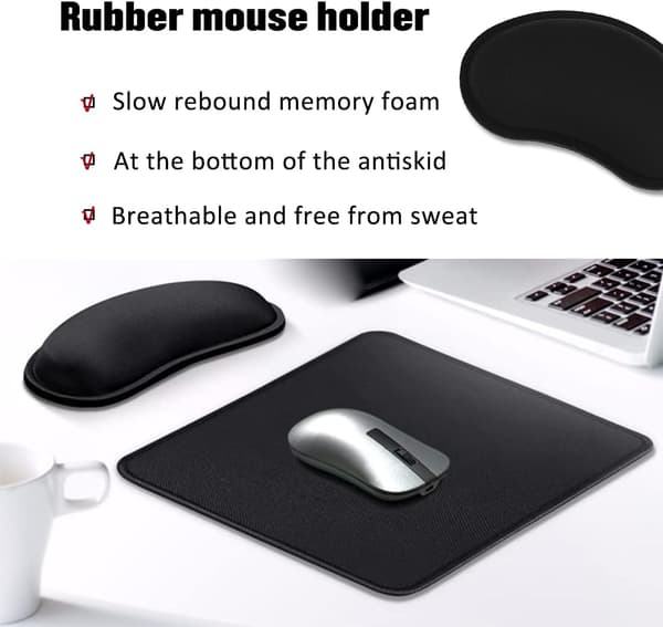 1 stk. håndledsstøtte til mus med memory foam, ergonomisk til aflastning af håndleddet, sort pad-sæt, håndledsstøtte til mus