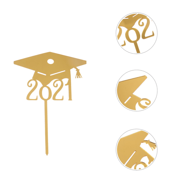 10 stk. Graduerings Cupcake Toppers Hjemmebagning Kage Picks Kageindsæt Kort Guld 15x10.5cm Golden 15x10.5cm