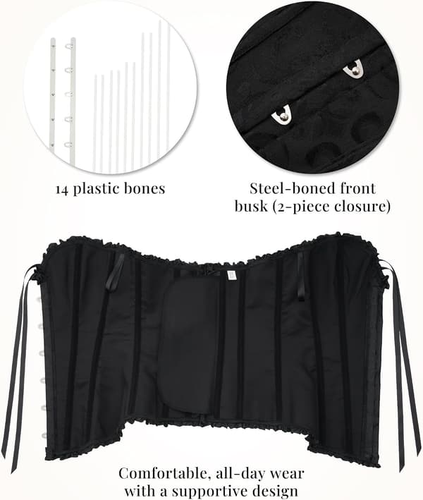 wxsp Korsetttoppe til kvinder, Bustier Shapewear Lingeri, Blonde Talje Push Up Bodysuit Sort Medium