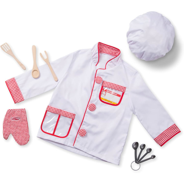 Kokkerollespill Kostymekjole -Oppsett med realistisk tilbehør Frustrasjonsfri emballasje - Lat som kokk-antrekk, kokkkostyme for