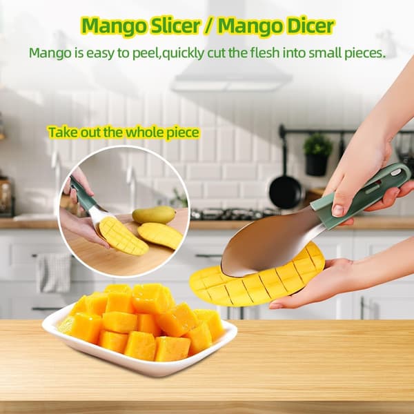 3-in-1 Mango Slicer, Peeler & Corer - Stainless Steel Fruit Cutter for Avocado, Peach, Watermelon
