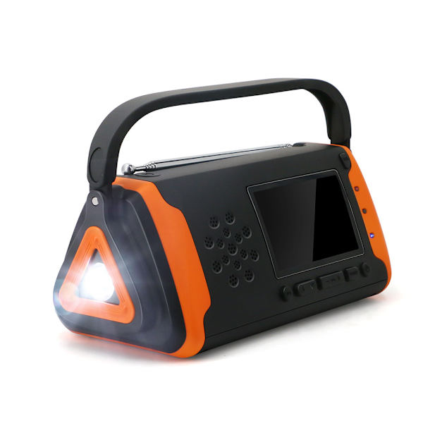 Nödväderradio med vev 4000mAh - Bärbar, Solcellsdriven, Handvev, AM/FM/NOAA Väderlarmradio, Aux Musikspelare, USB C
