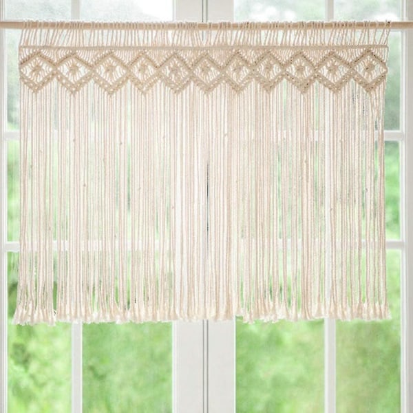 Nordisk Handgjord Bomulls Väggbonad Macrame Bröllopsbakgrund Gardin Bohemisk Trasa Vägg